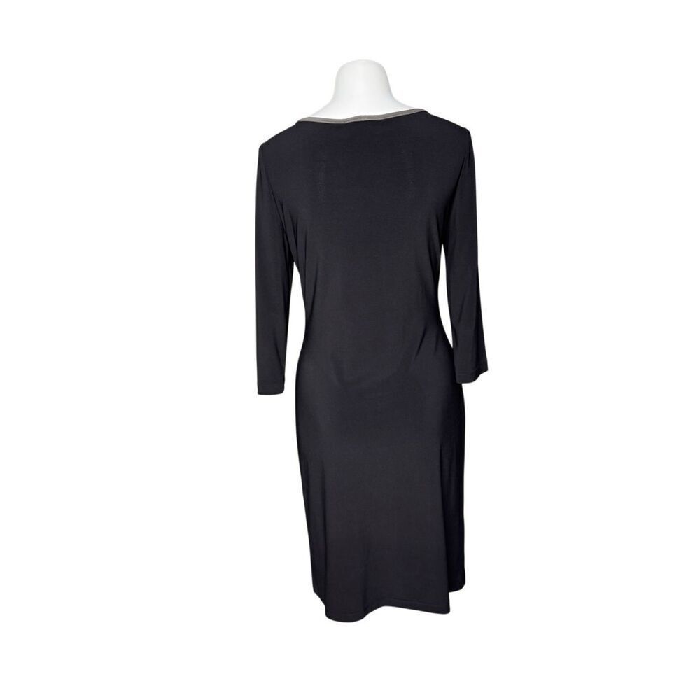 Joseph Ribkoff black and gray 3/4 sleeve draped ruching dress size 8 - Picture 5 of 10